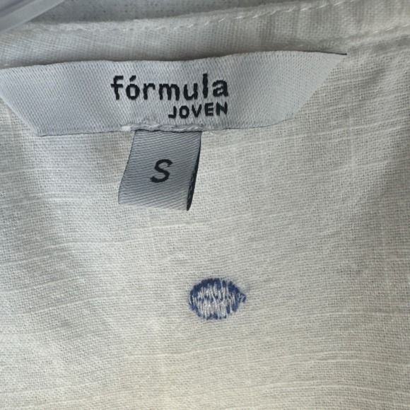 Formula Joven White Embroidered Dress Small Floral Cutout Cotton Boho - Picture 9 of 11